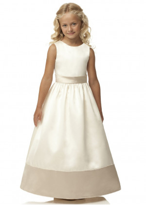 Two-tone Satin Fashion Junior Bridesmaid Dress With Bow